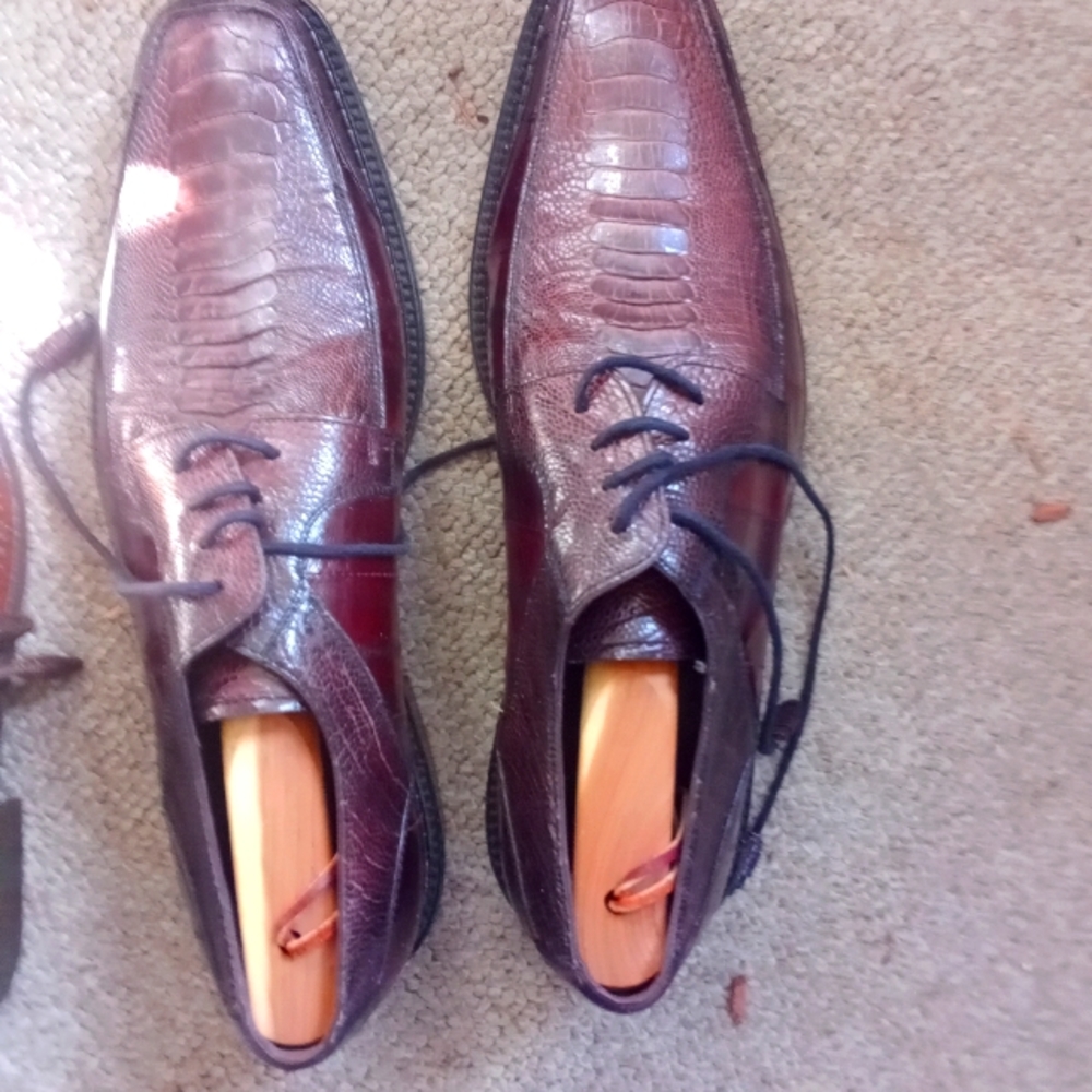 Mezlan platinum exotic shoes  l..🐊 skin and ostrich skin